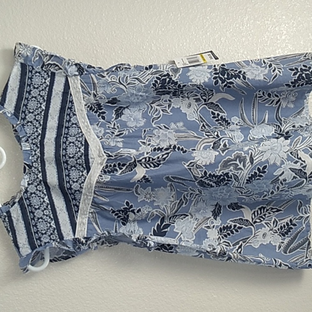 Angels Forever Young Eco Sleeveless Frock Size Medium Blue White flowers